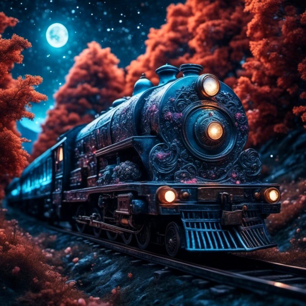 Iridescent Train at Twilight: A Beautiful Scene