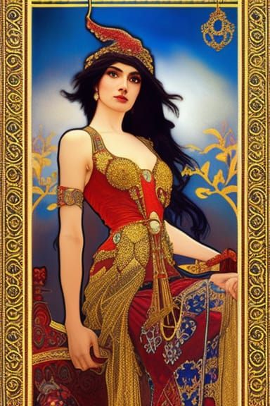 Ornate Witch Portrait in Academic Art Style