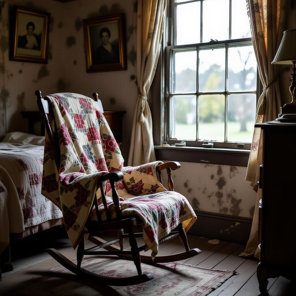Dusty Bedroom with Rocking Chair, Digital Matte Painting