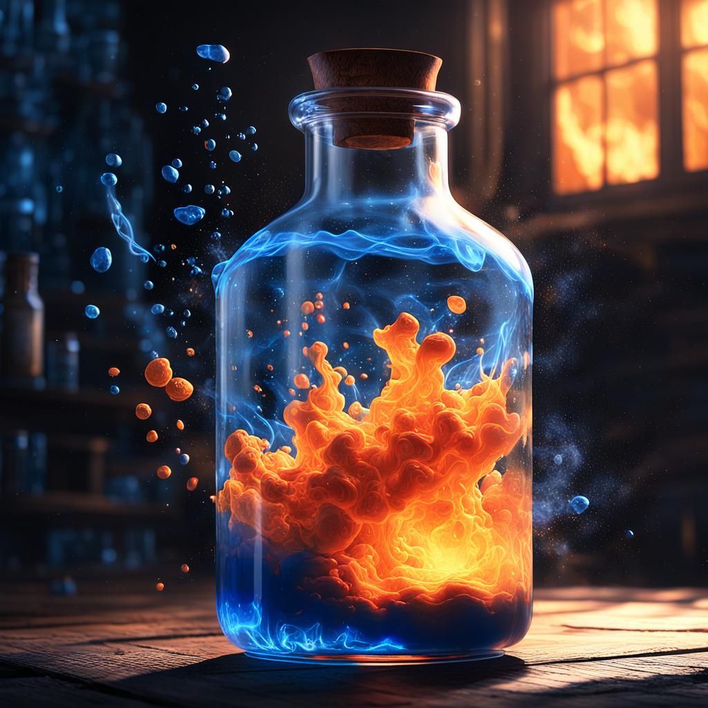 Glowing Liquid Explosion in Mystical Lab