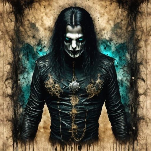 Ethereal Gothic Creature in Teal and Gold