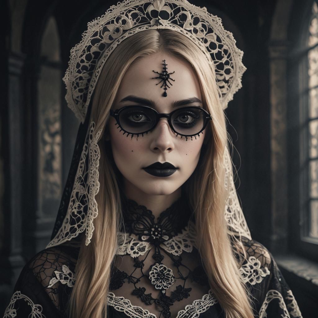 Gothic Portrait of German Woman in Catrina Costume