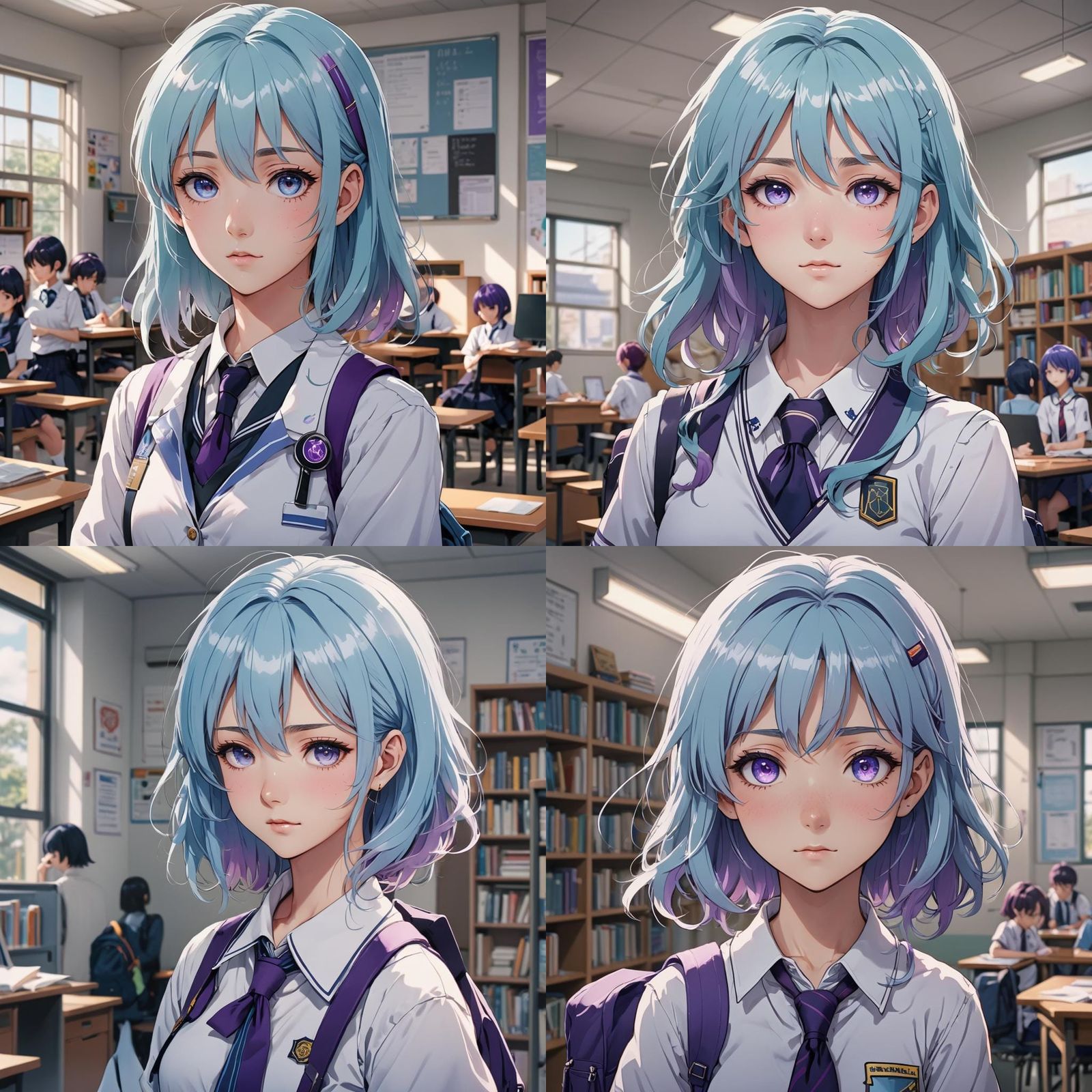 Anime Student with Ethereal Features in Cel-Shaded Style