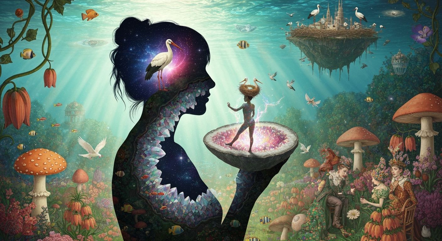 Geode Reef Silhouette in Ethereal Style