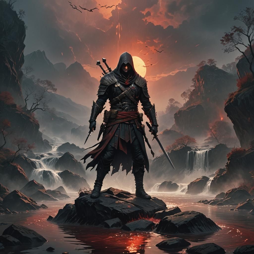 Dark Fantasy Assassin on Blood River