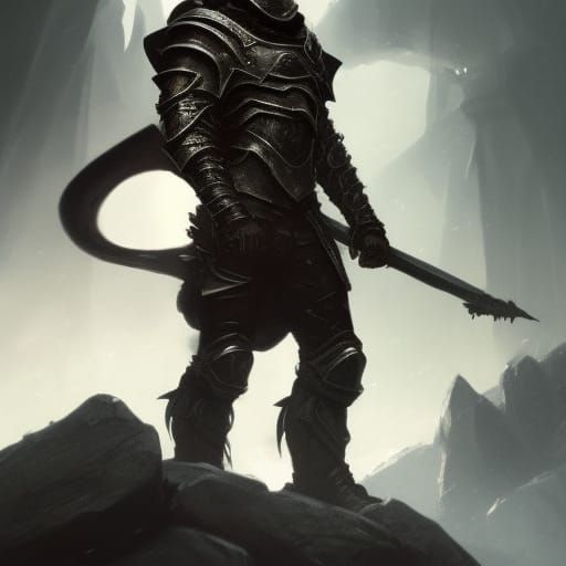 Armored Dragonborn Lost Battlefield: Dark Fantasy Art
