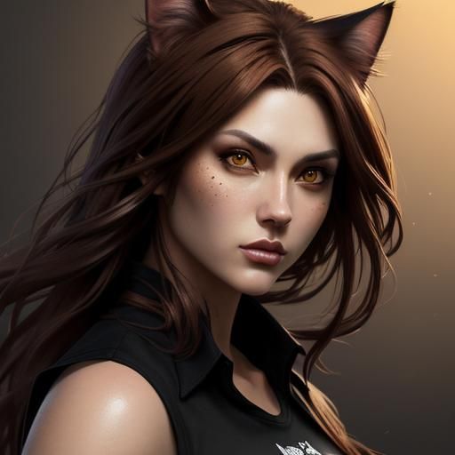 Hyperrealistic Cat Girl with Detailed Features