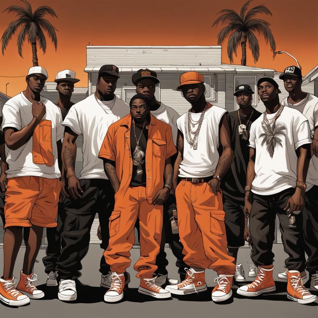 Urban Hip-Hop Scene in a Gangster Style