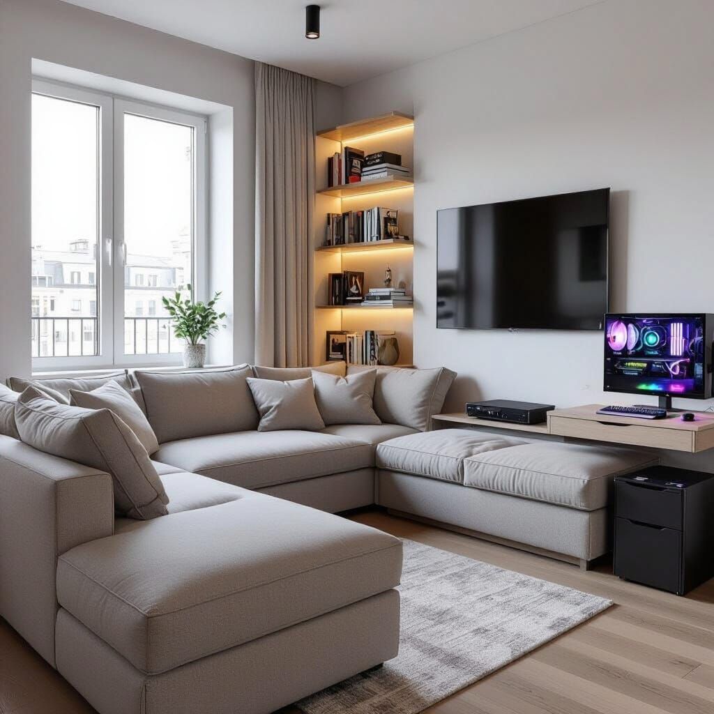 Modern Minimalist L-Shaped Sofa in Scandinavian Style