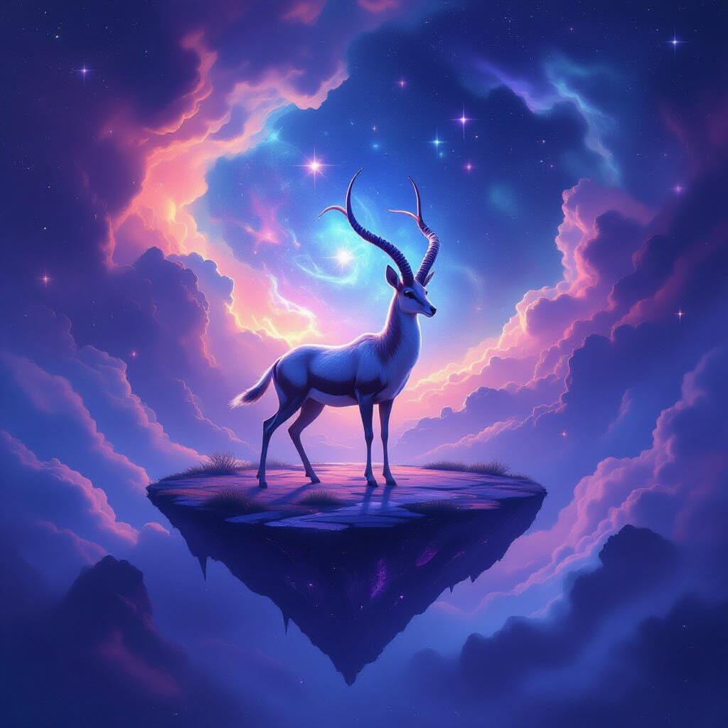 Gazelle with Crystal Horns on Cosmic Island