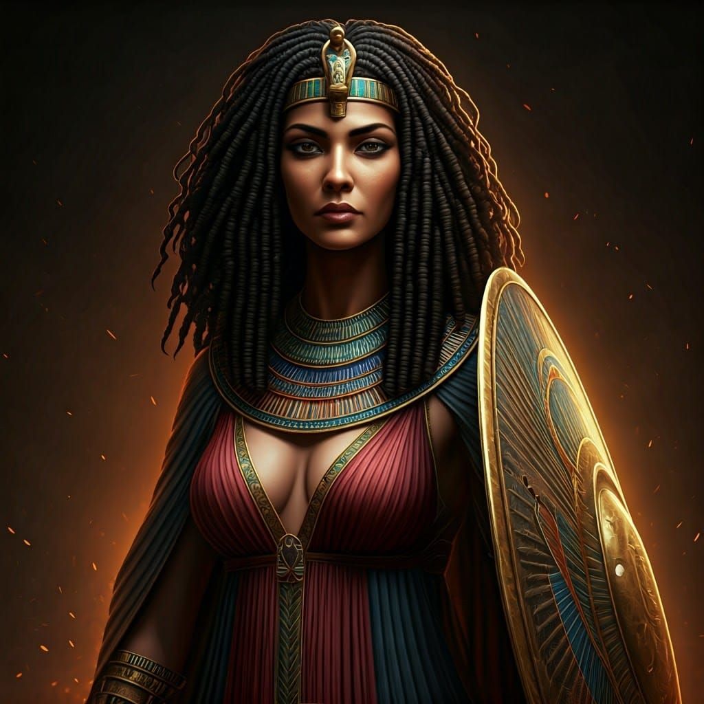 Egyptian Goddess Neith Defends Her Realm in Ancient Armor