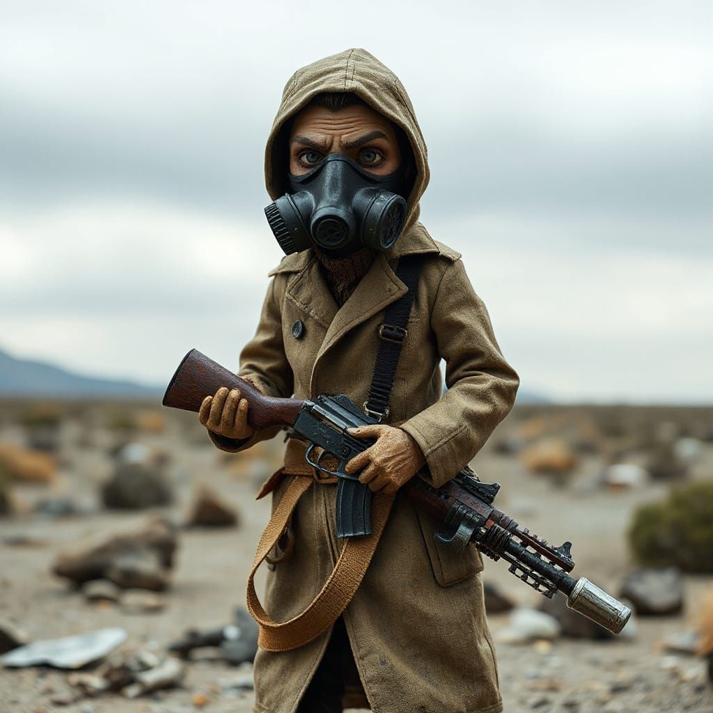 Wasteland Wanderer in Gothic Claymation Style