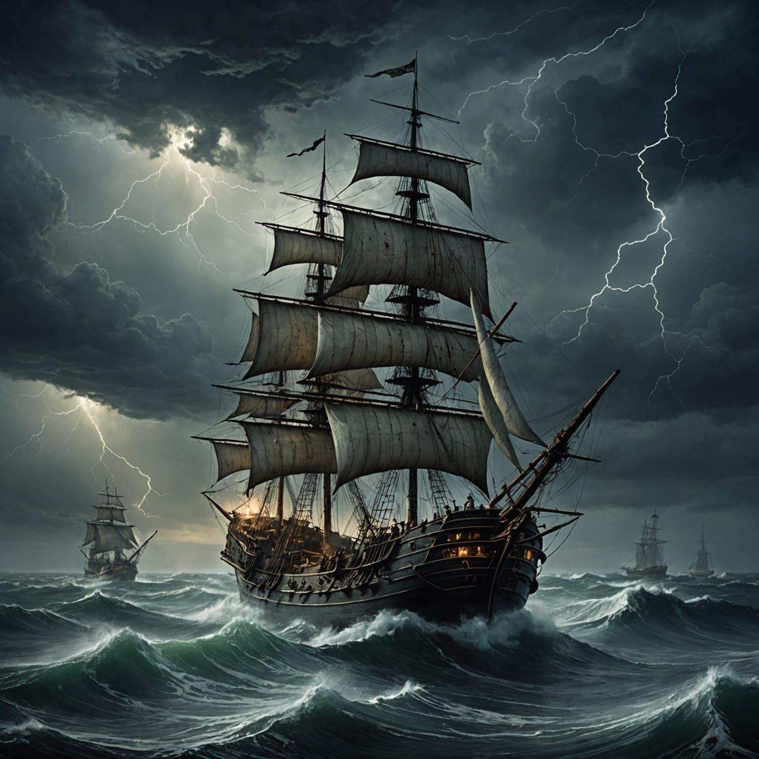 The Flying Dutchman in Stormy Twilight