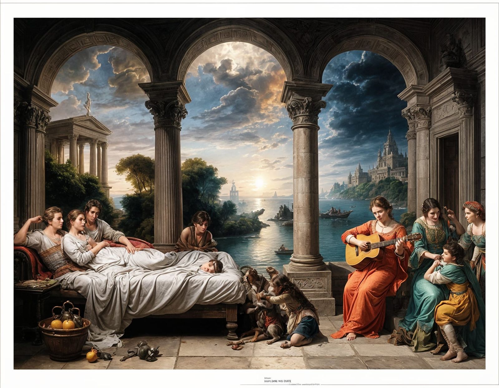 Mural of Serene Sirens, Inspired by Rubens' Style
