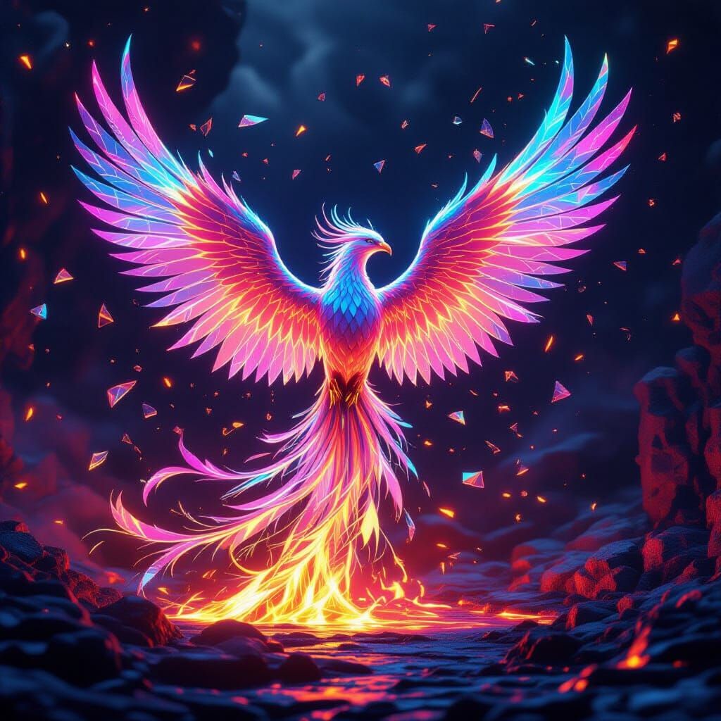 Phoenix of Shattered Glass and Holographic Flames