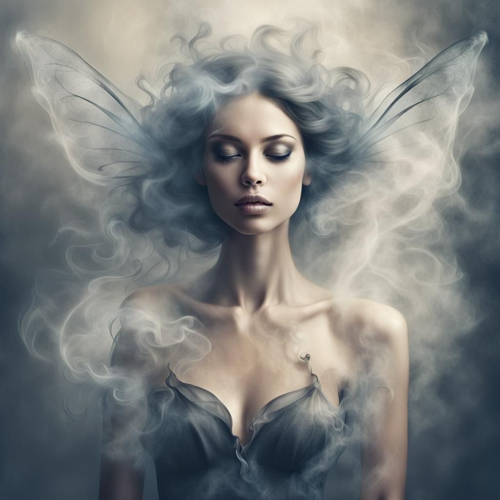 Ethereal Smoke Fairy Dreamlike Illustration