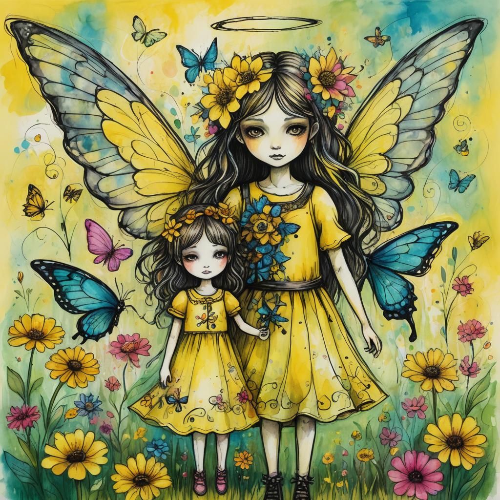 child's crayon colored pencil drawing, conscience triad, kaw...