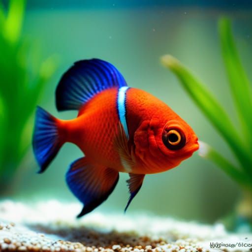 Cute Alien Fish in Aquarium, Ultra Realistic CG