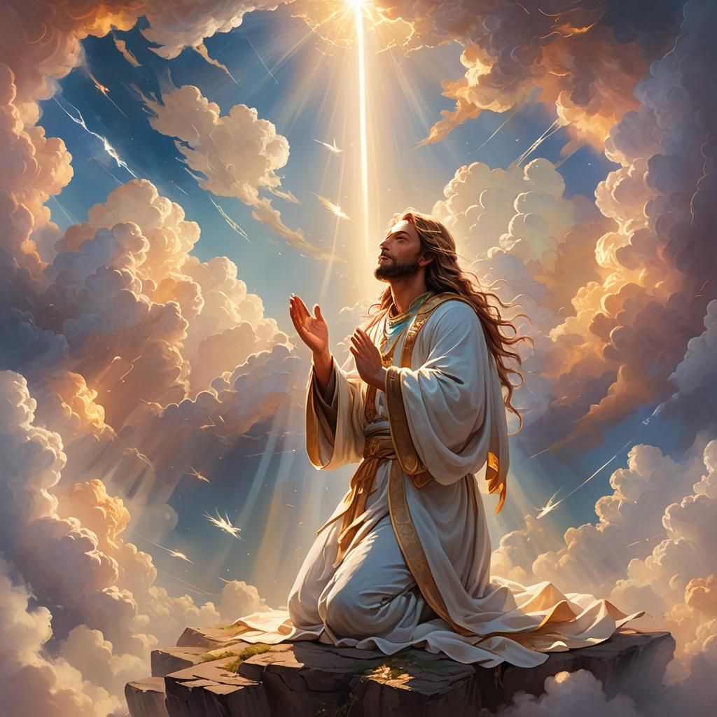 God's Compassion: Ethereal Fantasy Art in Radiant Light