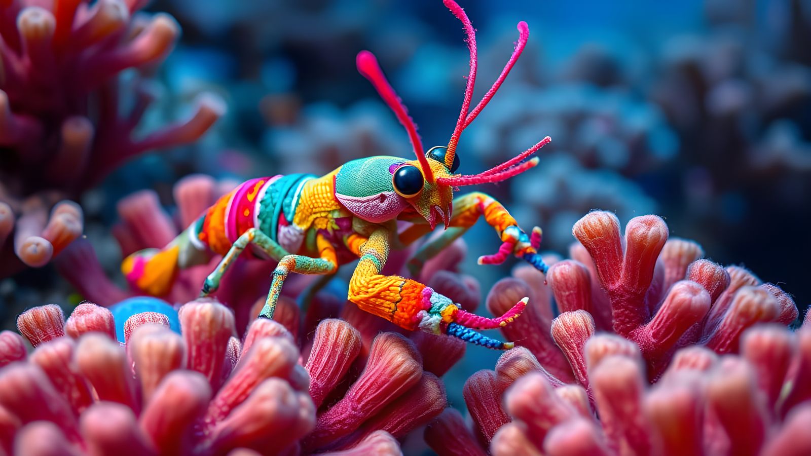 Yarn Mantis Shrimp: Huichol Art