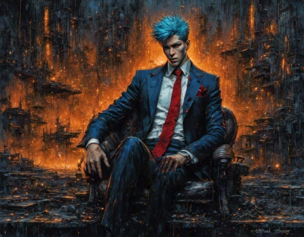Evil CEO in Cyberpunk Dystopia, Neo-Realism Portrait