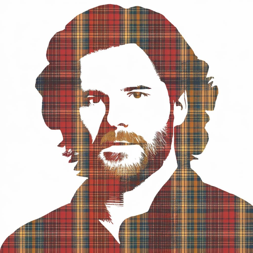 Folk Art Silhouette of Jared Padelecki in Plaid