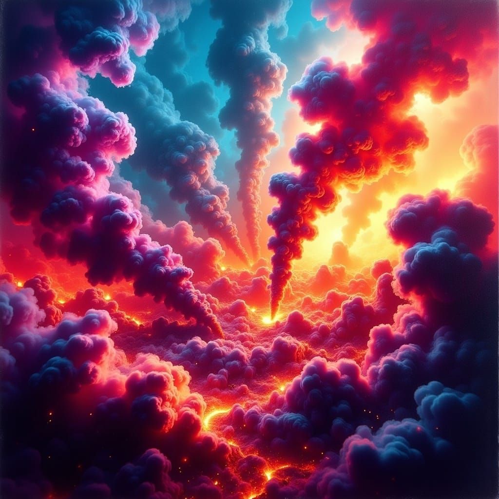 Iridescent Smoke and Flames in Abstract Expressionism