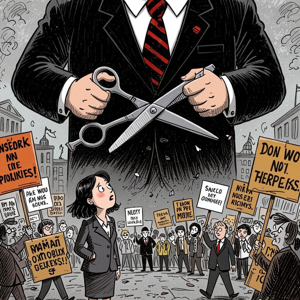 Satirical Cartoon: Government vs. Anxious Citizen