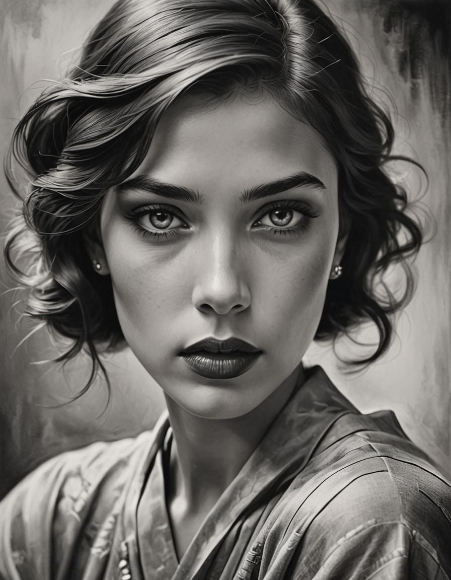 Elegant Black and White Portrait Art