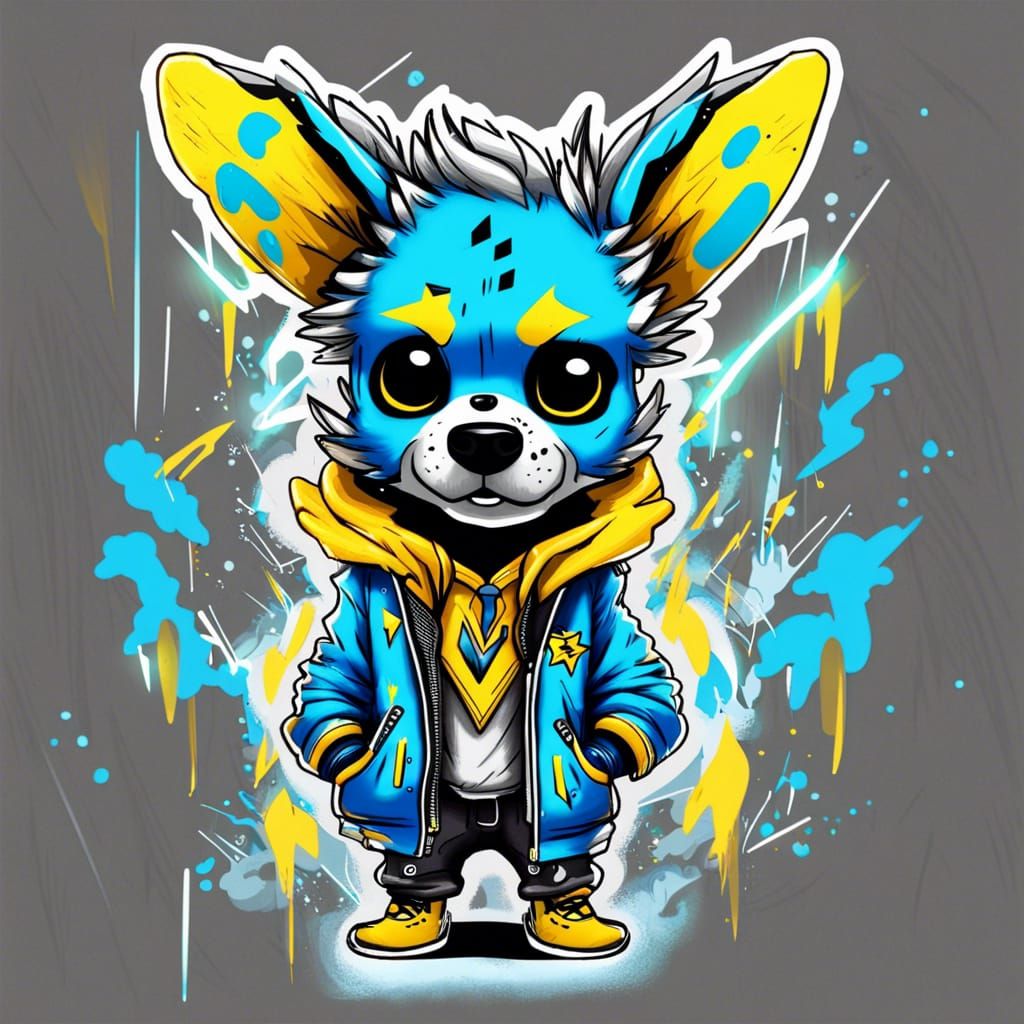 Kawaii African Wild Dog Angel of Lightning