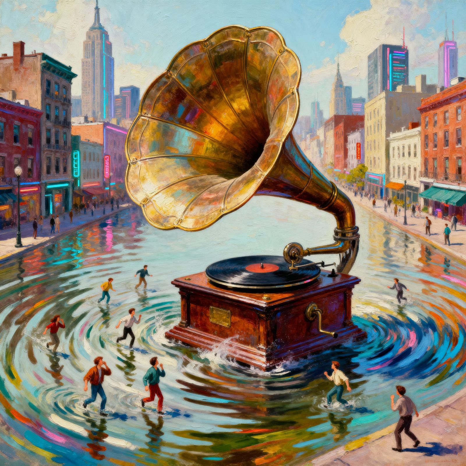 Giant Gramophone Warps Reality with Loud Music