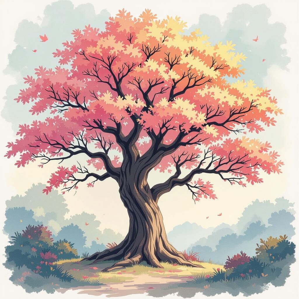 Majestic Tree in Anime-Inspired Digital Art