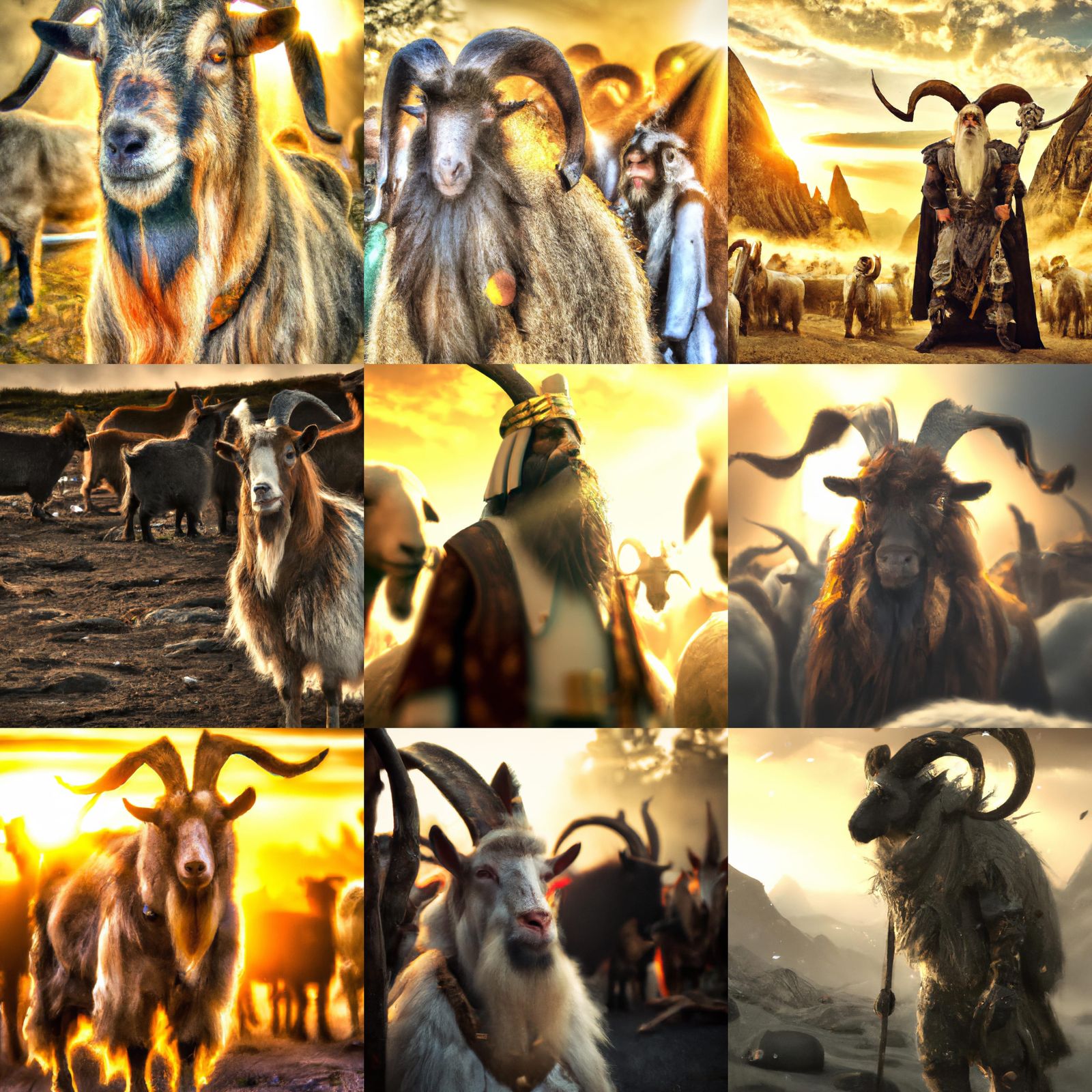 Heroic Goat-Human Warrior in Golden Light