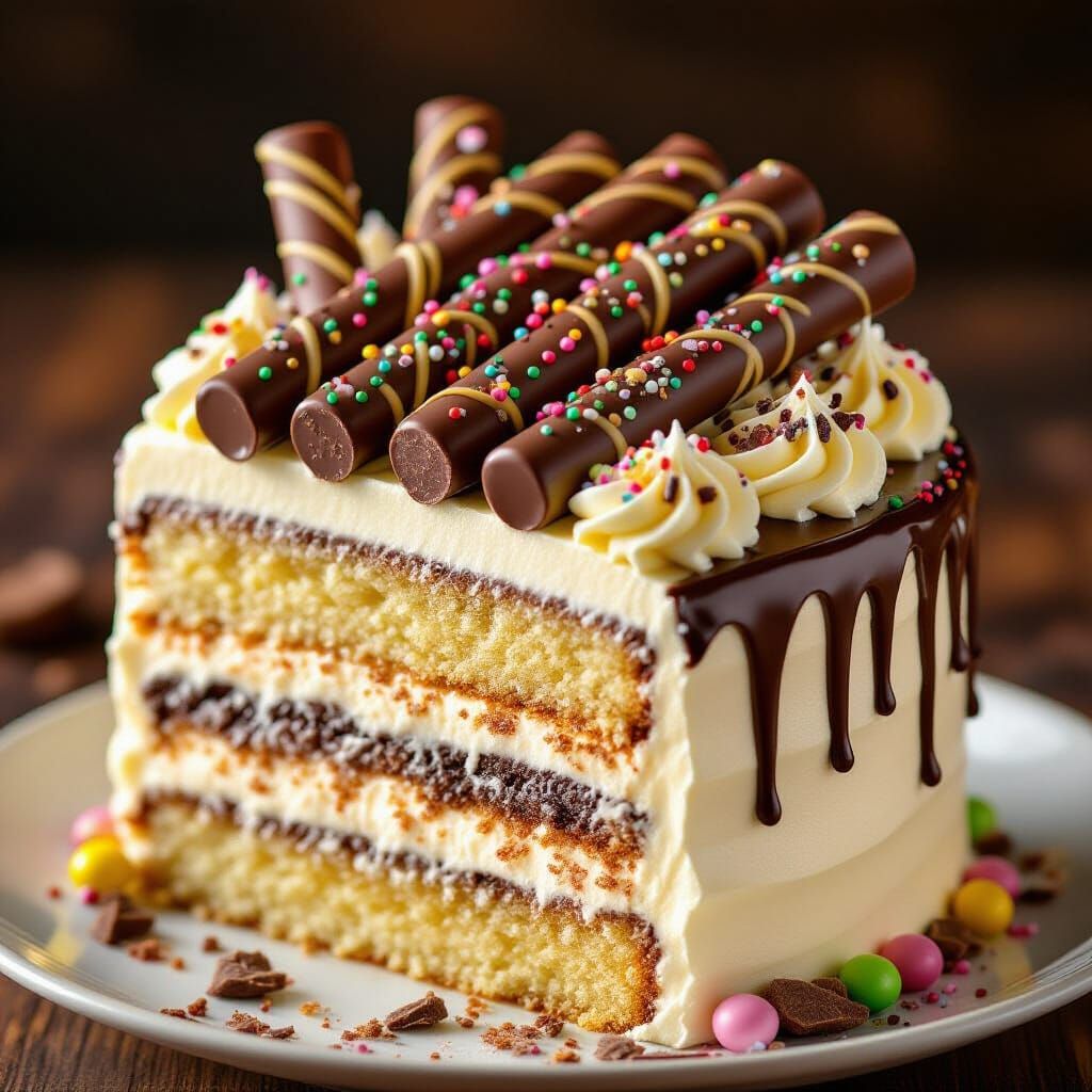 Decadent Pepero Cake with Chocolate and Sprinkles
