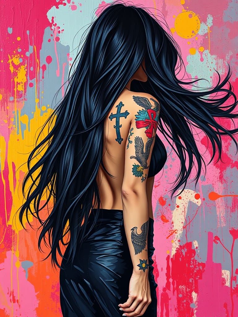 Woman in Expressive Neo-Impressionist Oil Painting with Pop ...