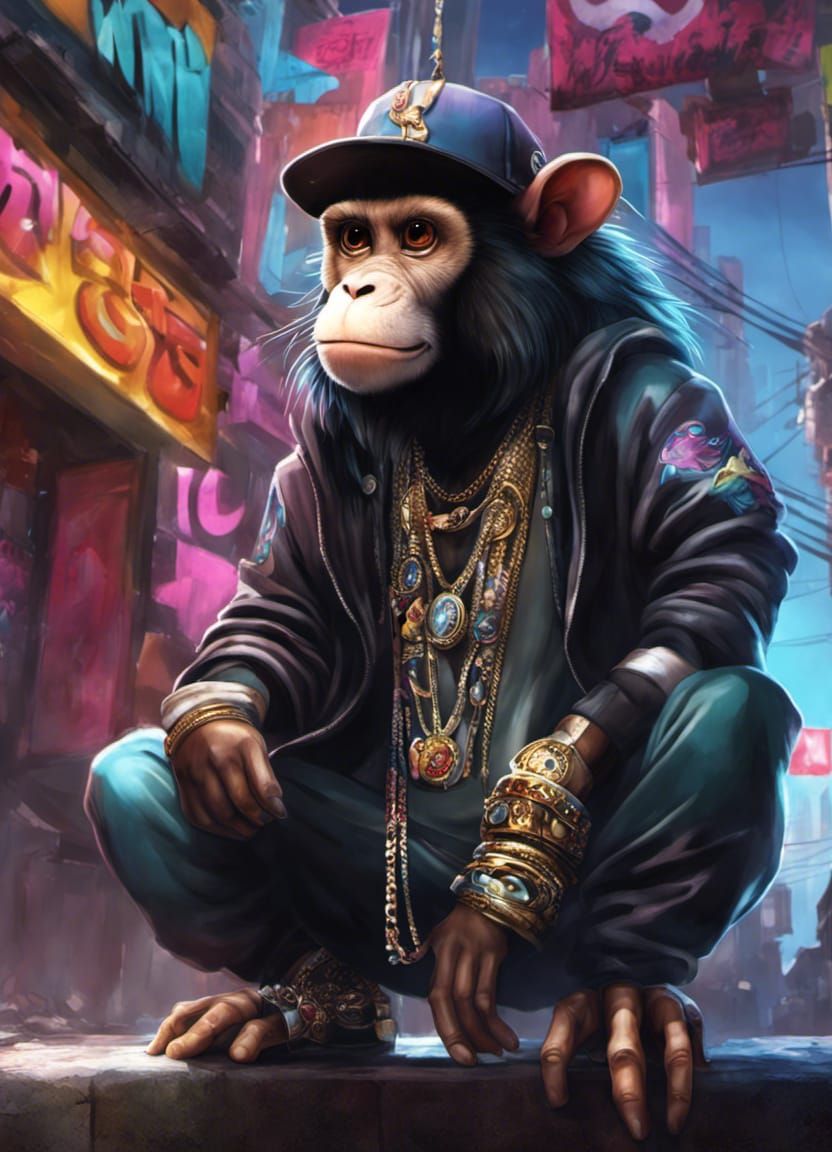 Hip-Hop Unicorn Monkey in Graffiti Alley