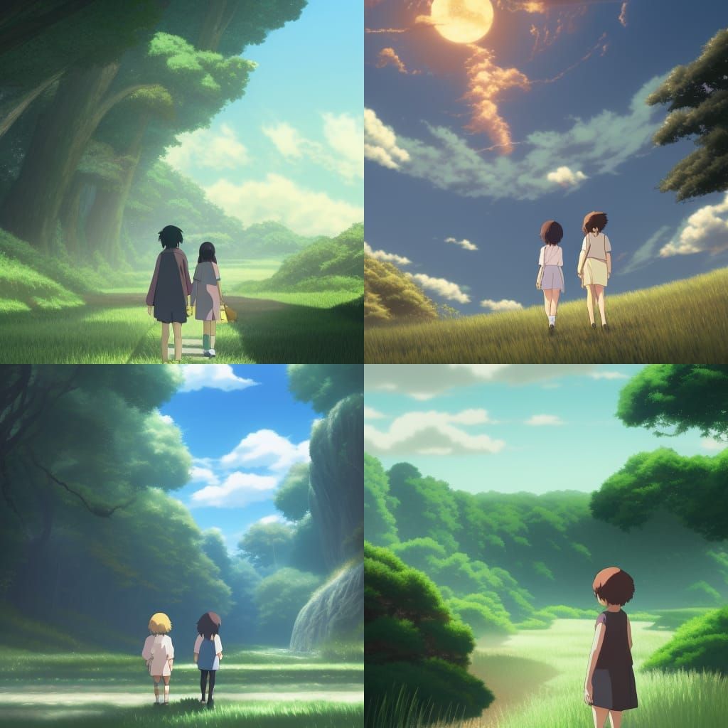 Anime Son's Journey in Studio Ghibli Style