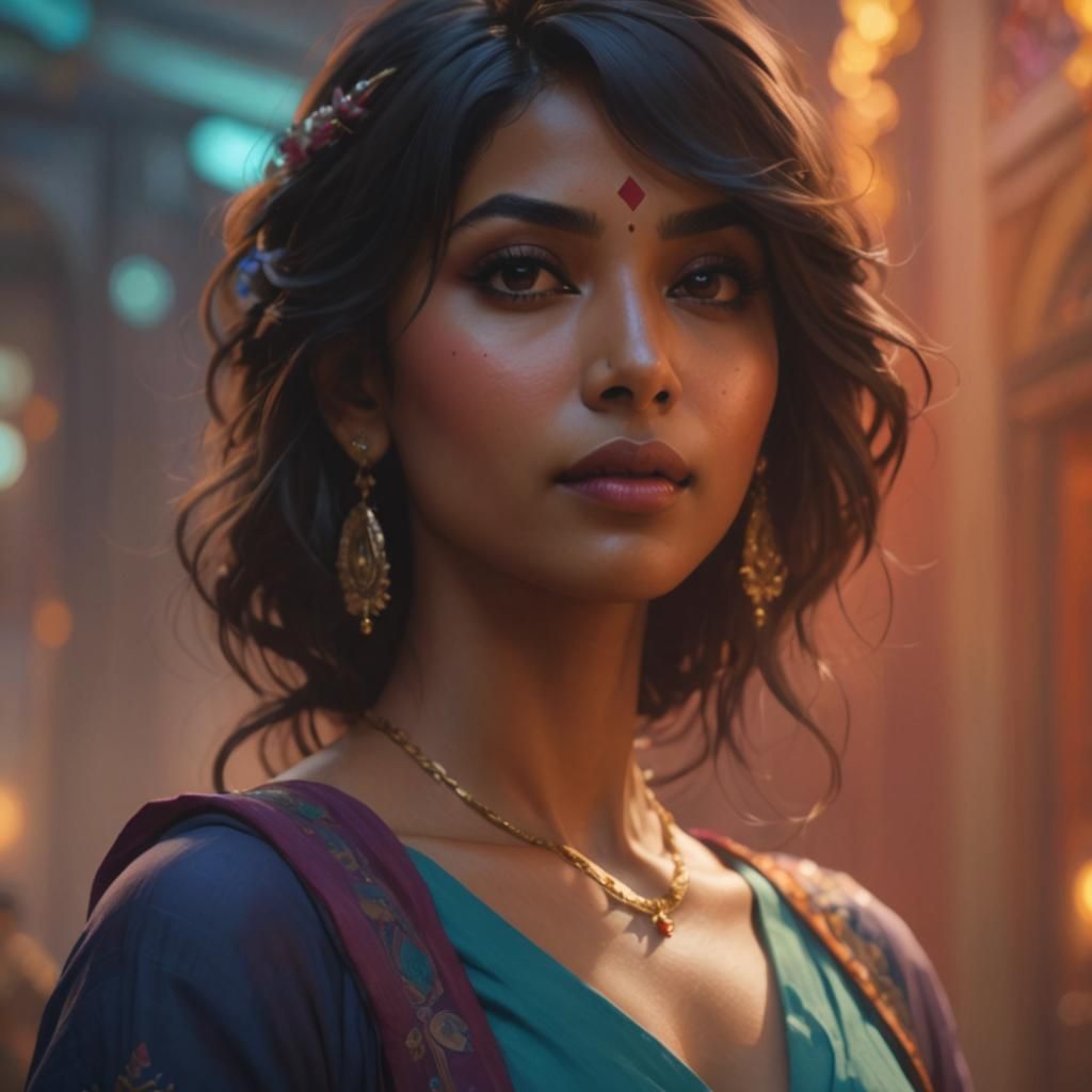 South Asian Goddess in Ethereal Glow