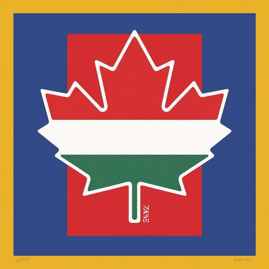 Maple Leaf Woodcut Art in Vibrant Colors