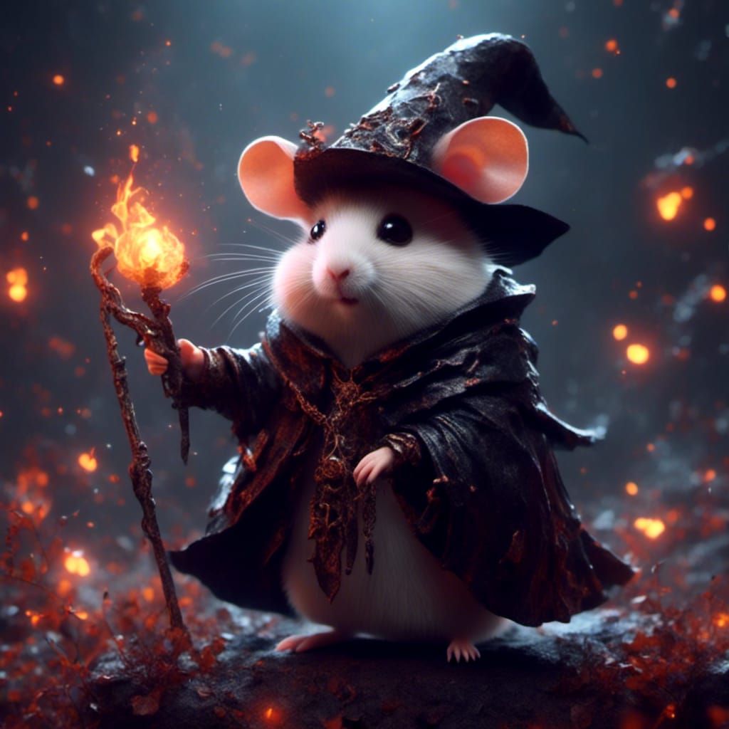 Cute Hamster Witch Casting Dark Magic
