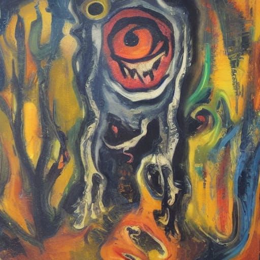 Tormented Soul in Dark, Eerie Landscape