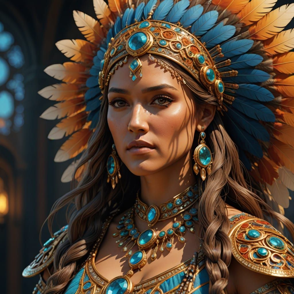 Jessica Alba as Pocahontas: Hyper-Realistic Digital Portrait