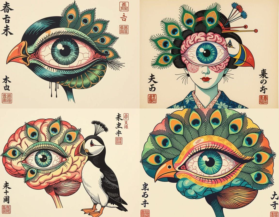 Surreal Japanese Grotesque Collage Inspired by Hokusai