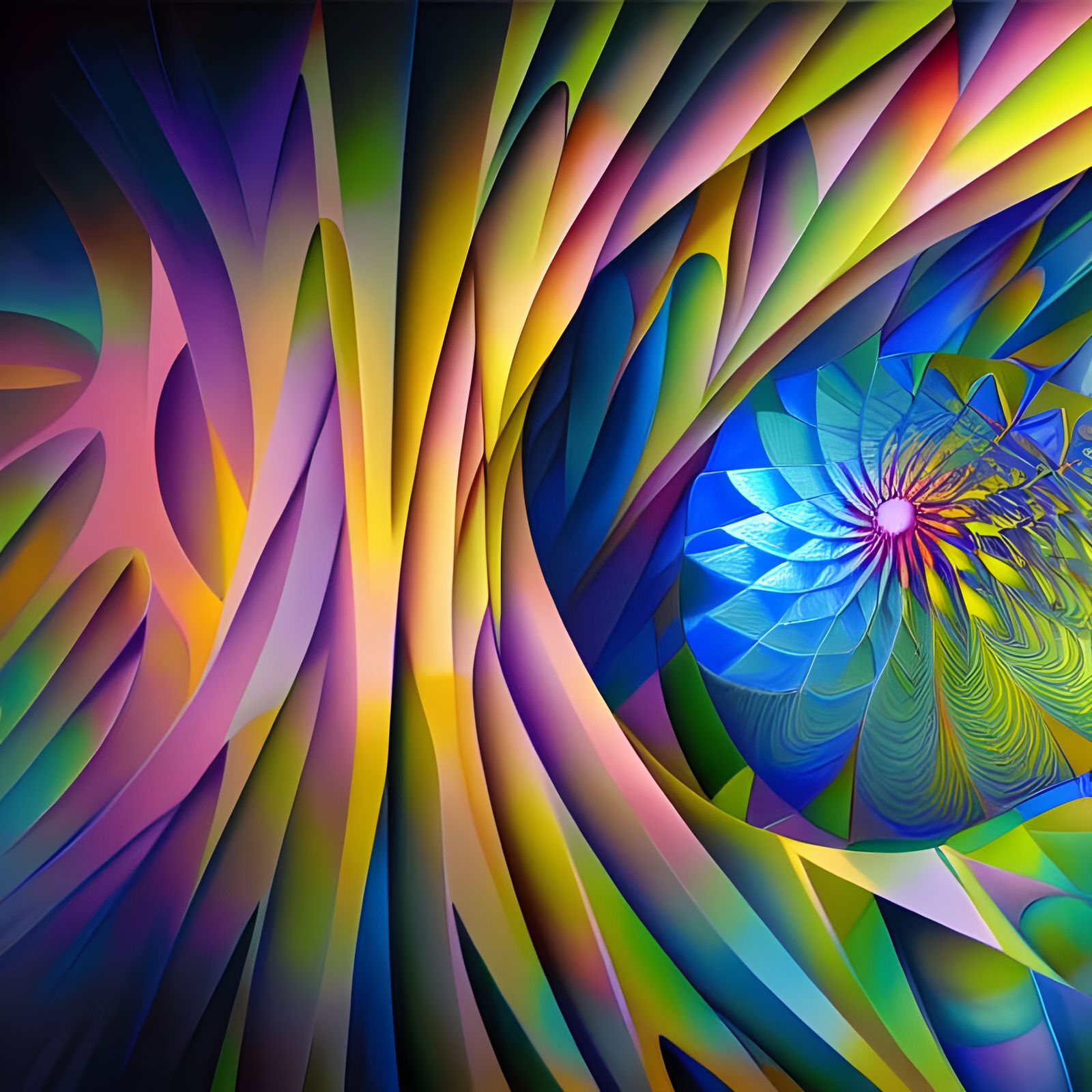 Intricate Geometric Abstract in Hyper-Real Style