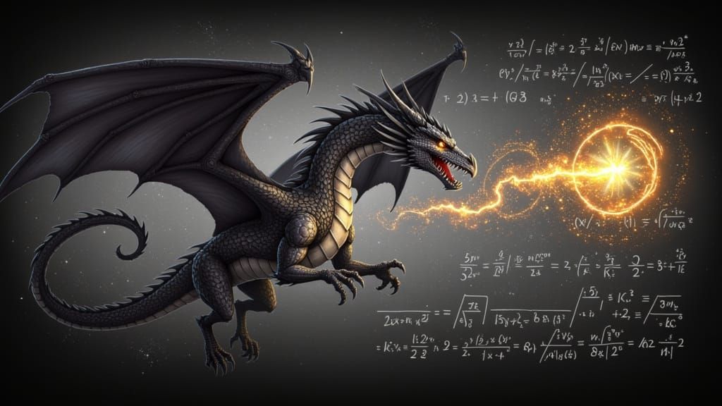 Magical Dragon Amidst Math Equations Illustration