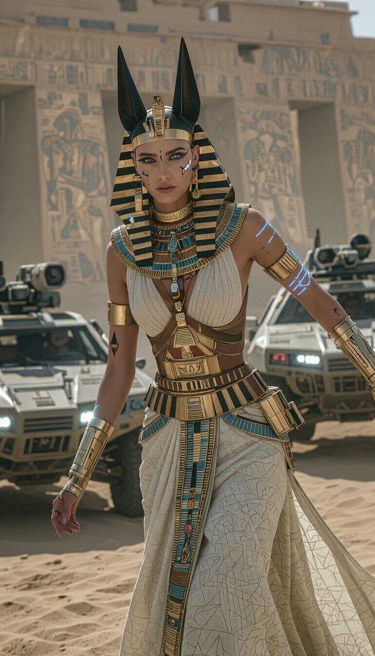 Paleofuturistic Egyptian Aviator in Haute Couture