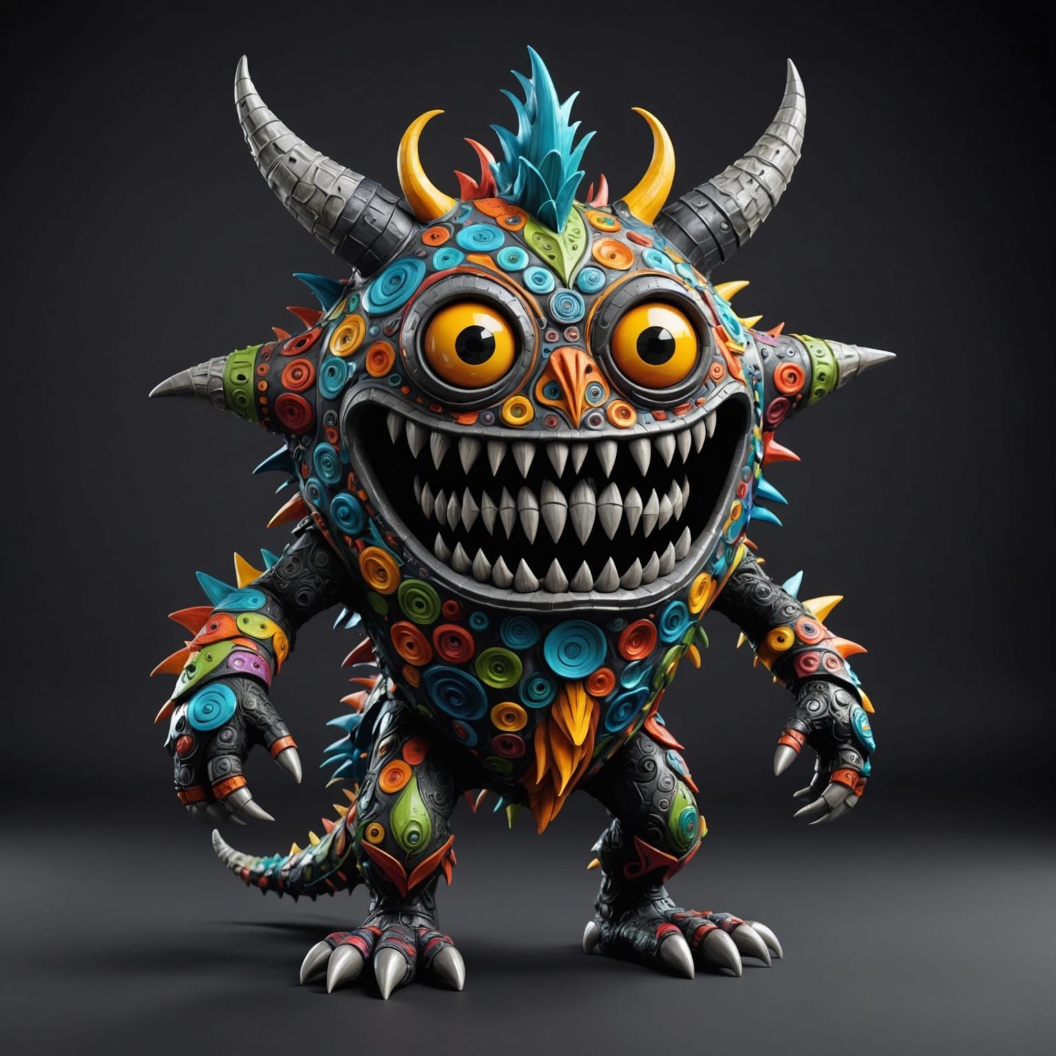 A colorful design 3d whimsical stylised creature design