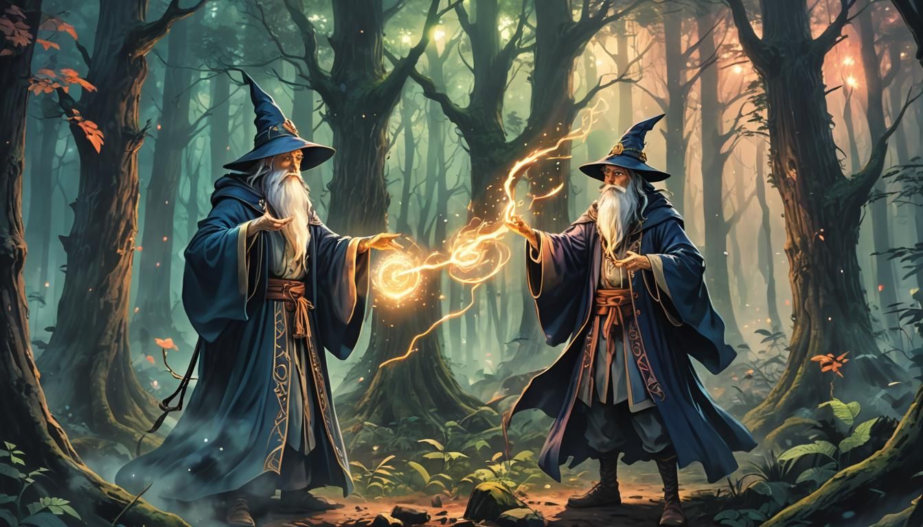 Mystical Wizard in Vibrant Cel-Shaded Anime Style