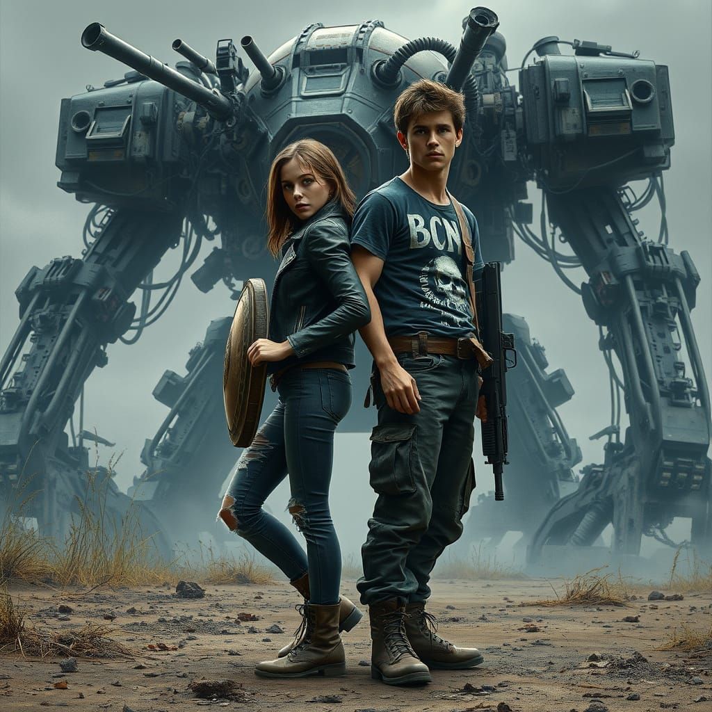 Rebel Defiance in a Gritty Dystopian Landscape