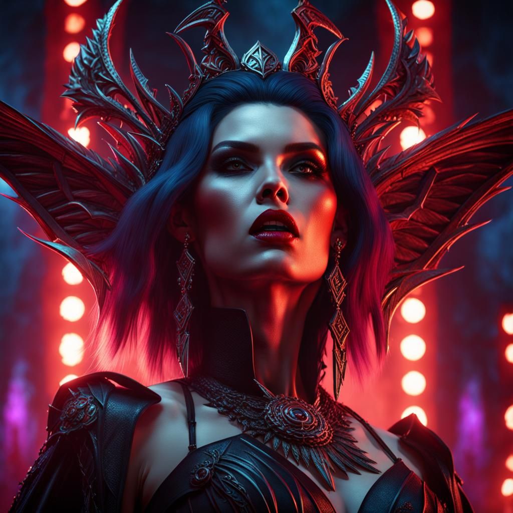 Wild Female Vampire on Stage: Fantasy Art